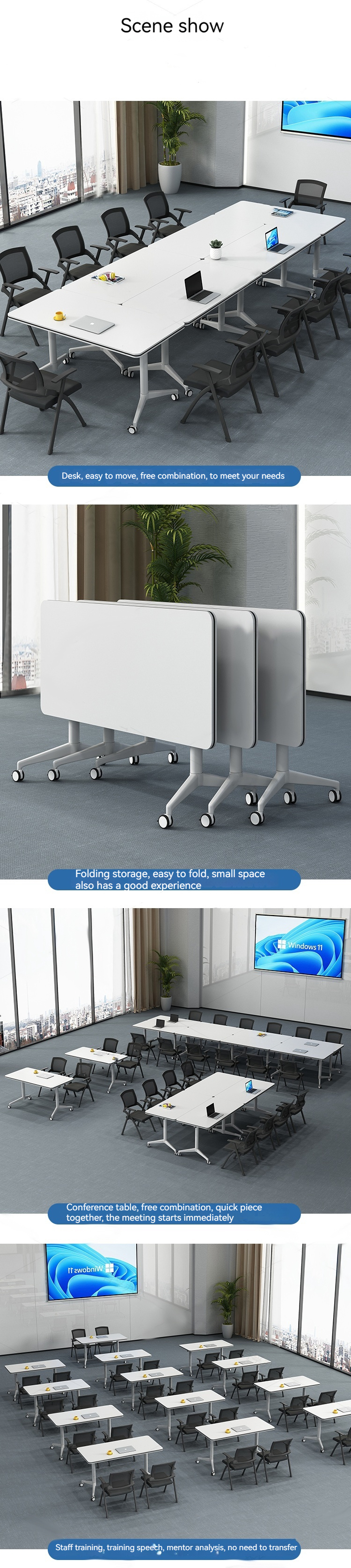 Commercial Furniture Extendable Splicing Conference Table for Mobile Long Office Desk