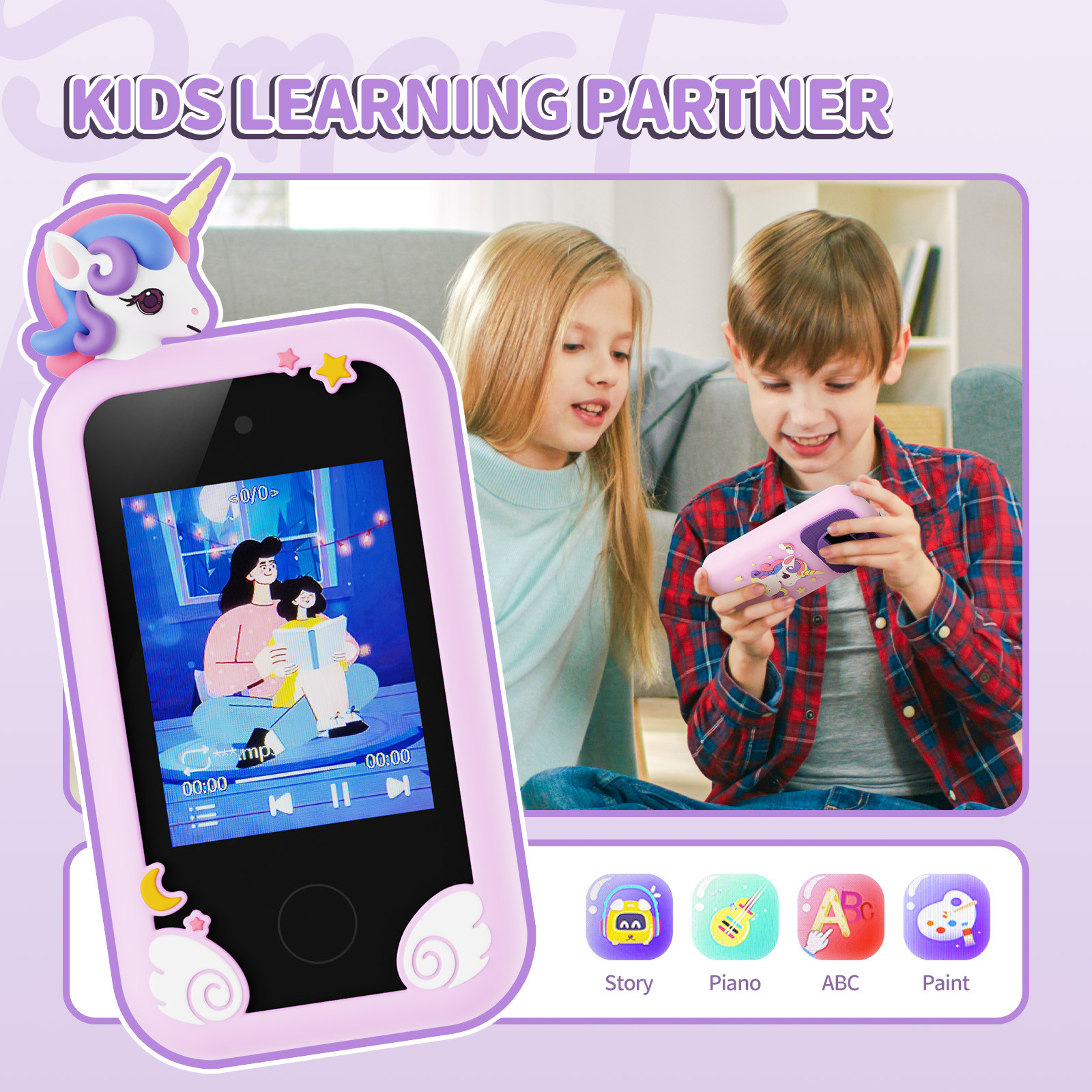 Kid Learning Partner Kid Toy Camera Phone Music Player Funny Record Moment With Dual Camera