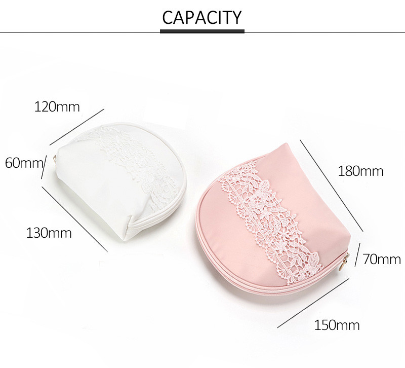 Large Capacity Cute Mini Portable Travel Pink Cosmetic Bag with Zipper