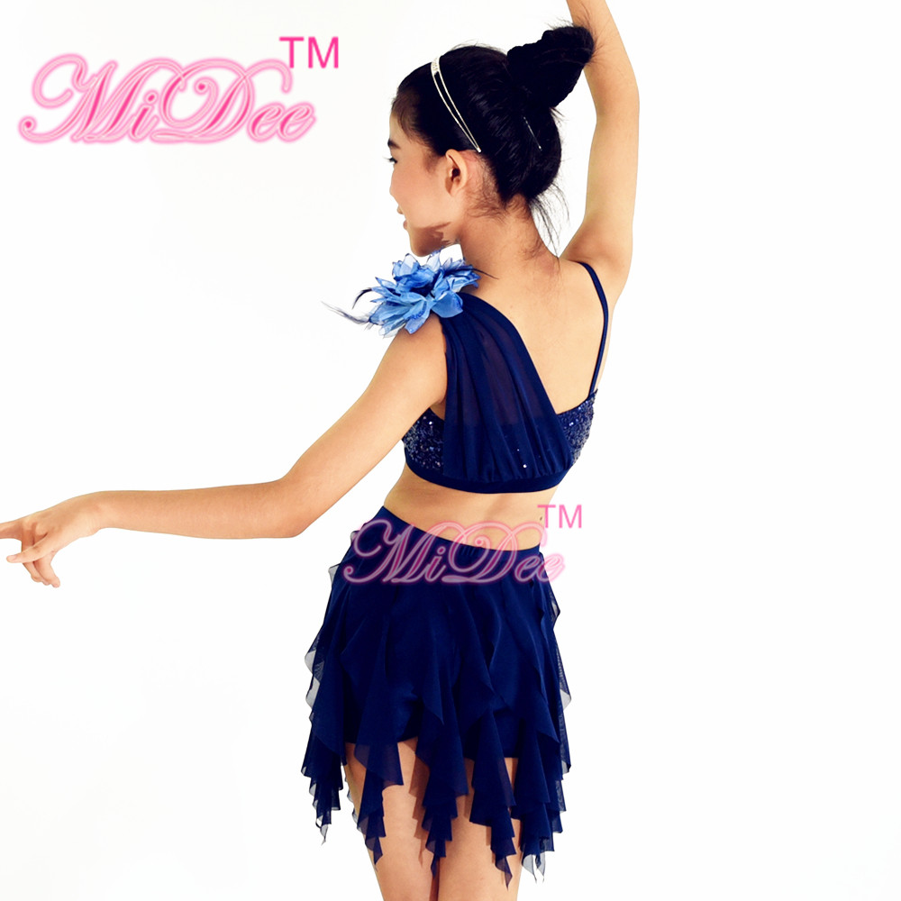 Soft Mesh Spiral Skirt Dianogal Sequins Top One Shoulder Belly Dancing Clothes