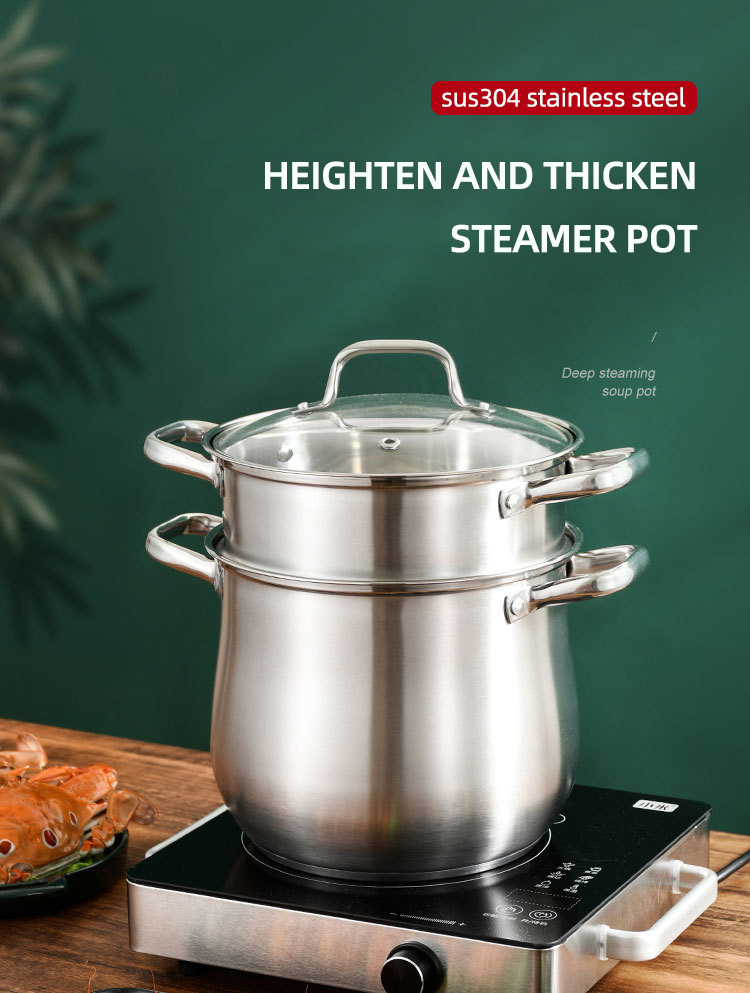 Hot Selling Kitchen Cooking Food Steamer Pot Cookware Cooking Stainless Steel Steamer Pot With Glass Lid