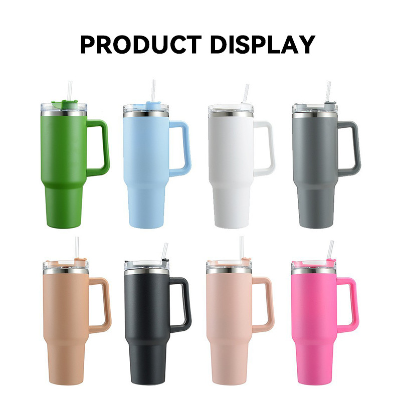 OEM ODM Stainless Steel 40 Oz Travel Mug With Handle And Straw