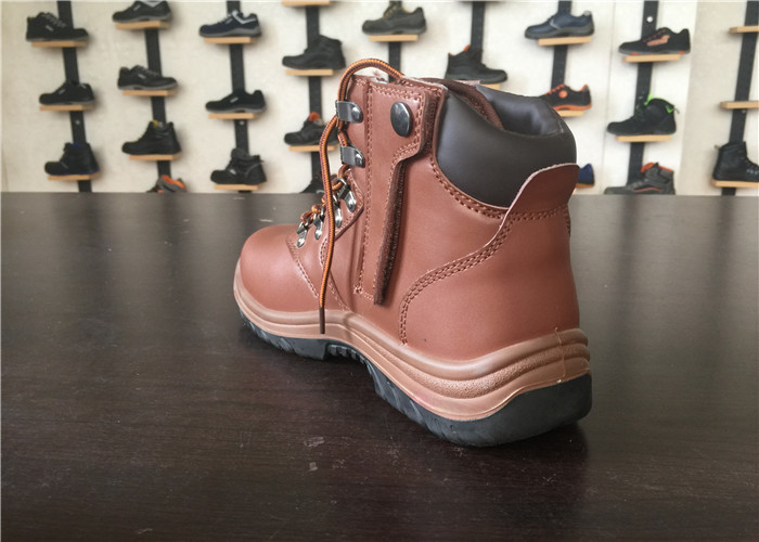 Hidden Zipper Steel Toe Work Boots Embossed Mens Leather Work Boots Waterproof