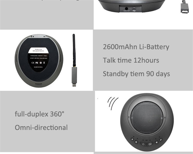 Full Duplex 360° USB wireless microphone for video conferencing RF2.4G wireless video conferencing microphone and speake