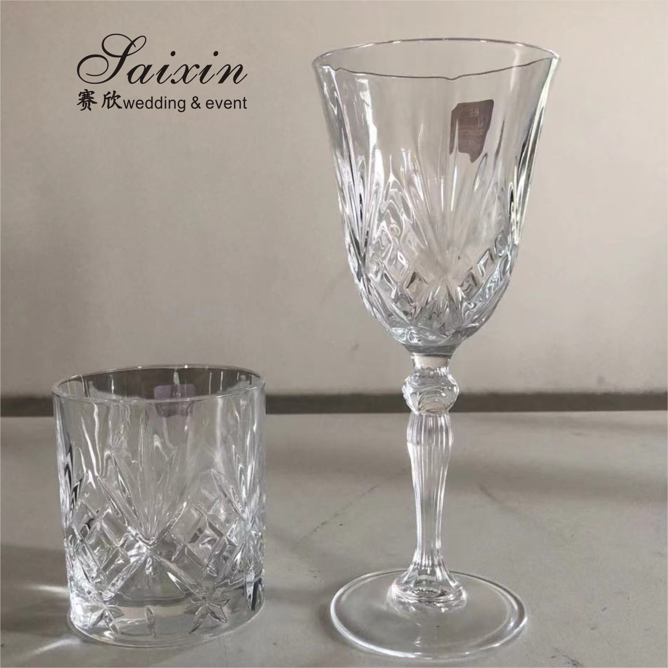 Crystal Wineglass Luxury Wedding Table Decoration Clear Glass Crystal Wedding Cup Red Wine Glass
