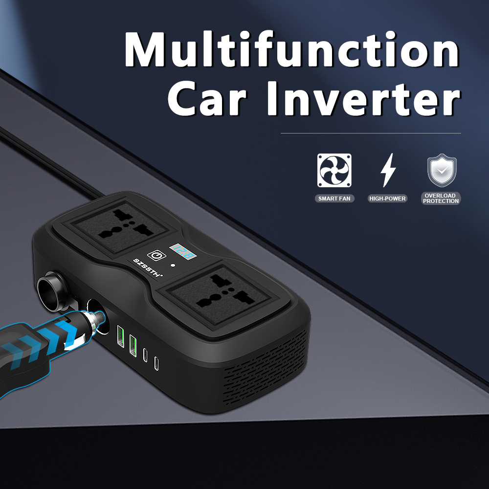200 Watt Charger Universal Socket 2 AC 2 USB Ports DC 12V to 110V 220V Converter 200W GaN PD Fast Car Power Inverter