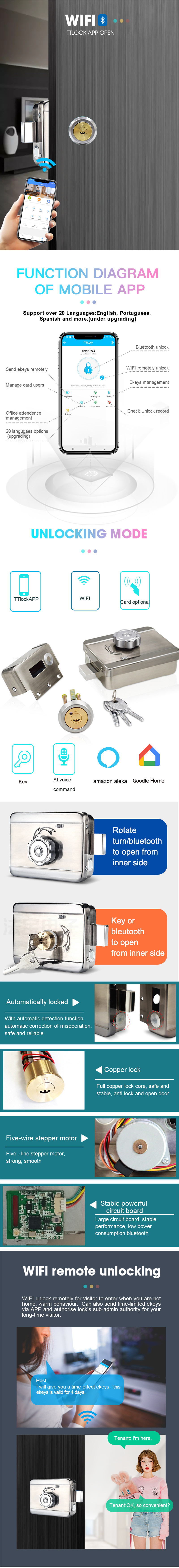 Electric Keyless Rim Gate Cabinet Waterproof IP65 Smart WIFI Door Lock