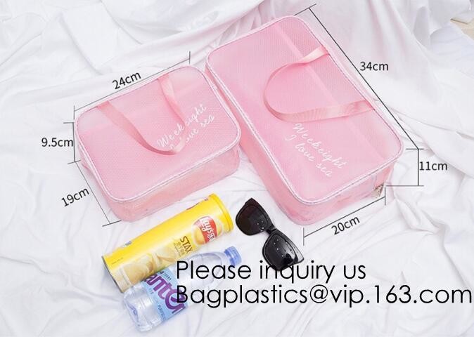 Clear Zipper Pouch with Strap Makeup Bag PVC Cosmetic Pouch,Printing Clear k Cosmetic PVC Pouch, bagease, bagplast
