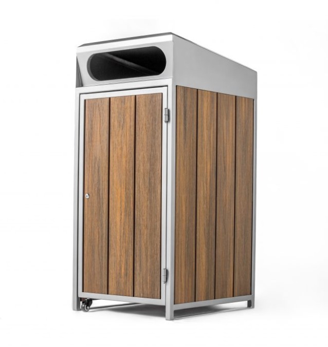 H1200MM 120L Large Outdoor Wooden Trash Can