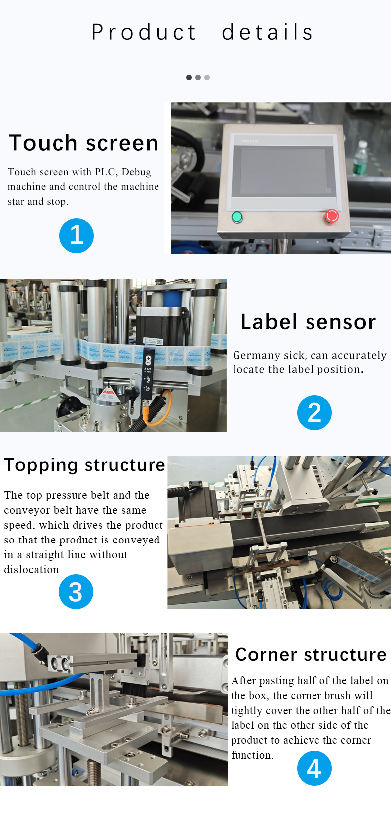 Fast Speed Flat Labeling Machine for Square Bottles 40 pcs/min Capacity PLC Contro