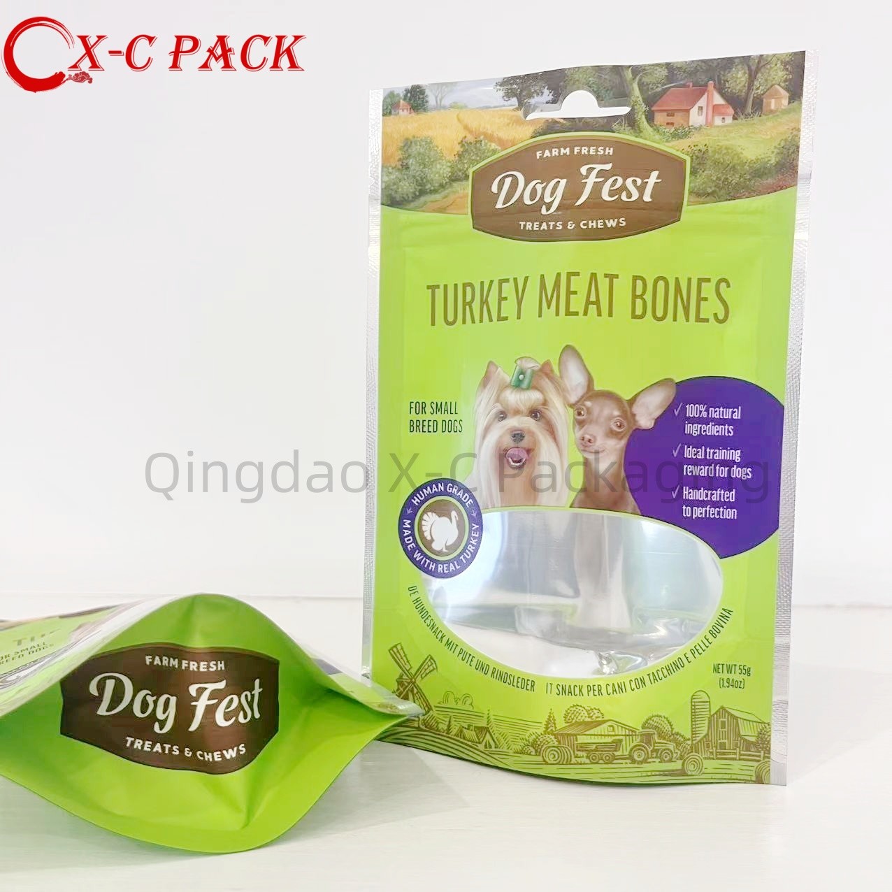 Eco-Friendly Biodegradable Bags for Pet Food Attractive Printed Three Side Seal Bag for Pet Treats