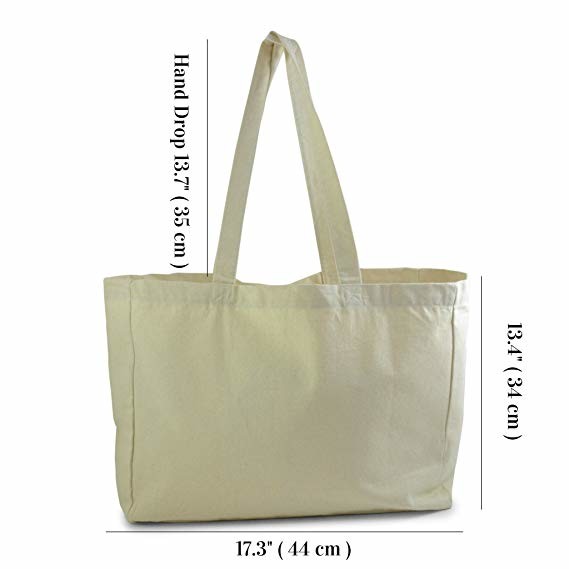 Multi Colored Cotton Shopping Tote Bags , Extra Thick Oversized Beach Tote Bags