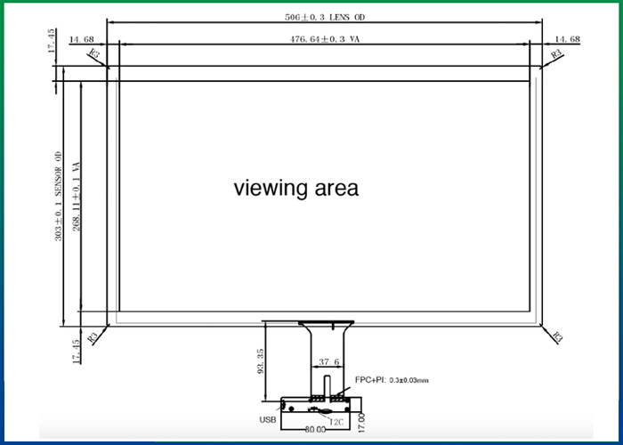 21.5 inch PCAP touch - dimension drawing