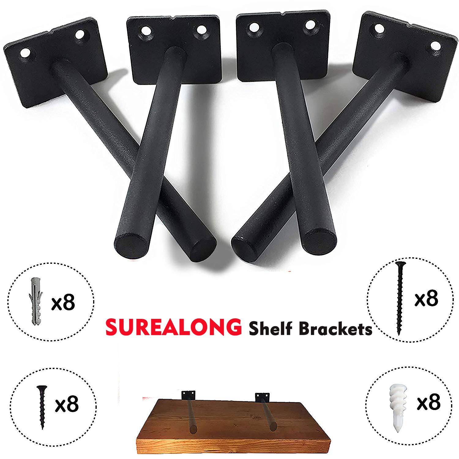 Sample Heavy Duty Metal Steel Support Rod Wall Mounted Hidden Floating Shelf Brackets