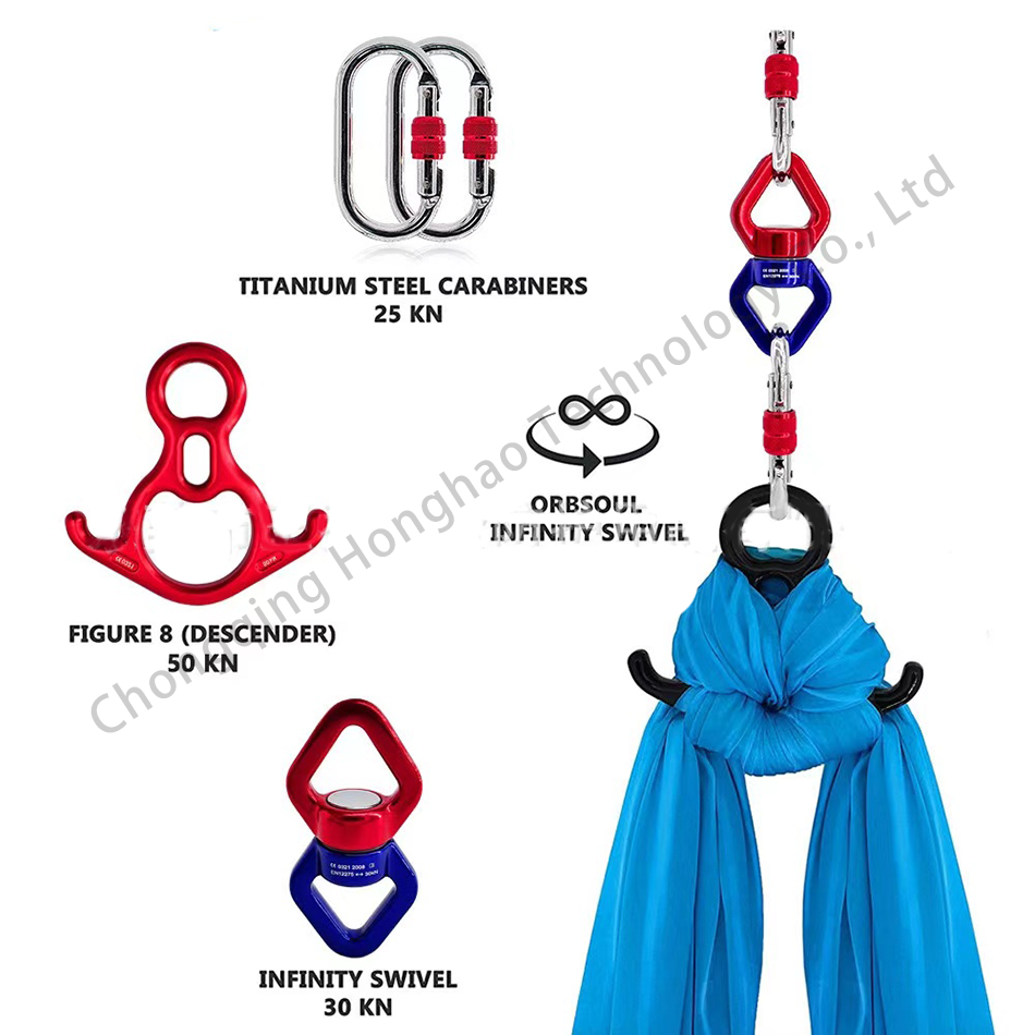 Aluminium Alloy Aerial Yoga Hammock Swivel Connector for Outdoor Suspension Training