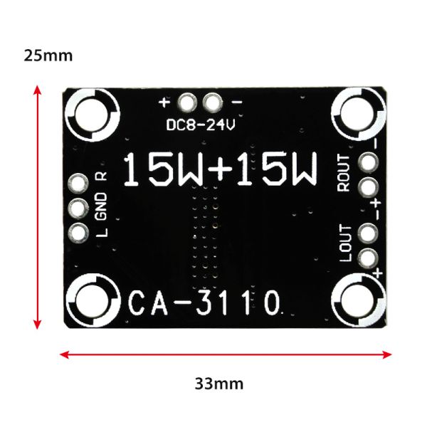 CA-3110 Class D Amplifier Board 2x15W 8-24V DC Stereo Module