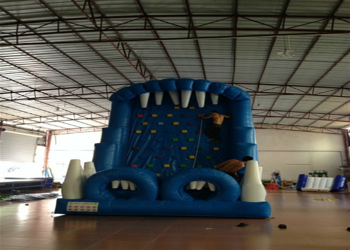 Blue Rock Climbing Bounce House 6 X 4m Commercial Inflatable Ladder Climb