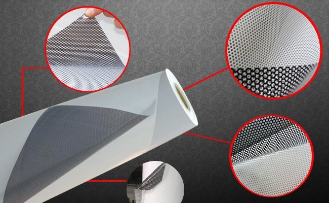 Different transmittance perforated one way vision vinyl sticker for solvent/eco-solvent printing