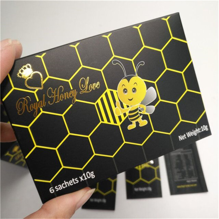 Logo Custom Hologram Laser Bag Malaysia Vip Royal Honey Sachet Royal King Honey Paper Box