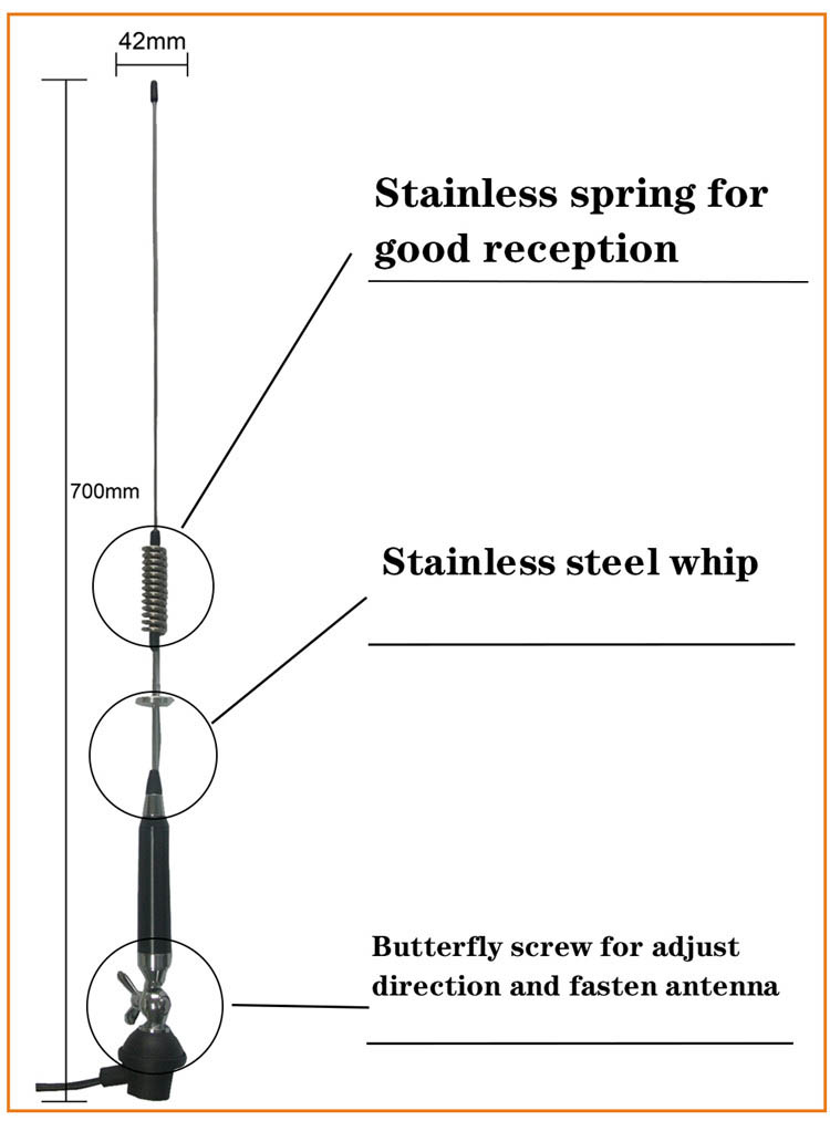 Baiao Truck Whip Mobile Communications Radio Ham Car Coil Spring 27Mhz Cb Antenna