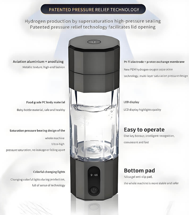 Factory Customized 210ml Hydrogen Water Generator Bottle SPE Water Ionizer 5000 - 6000ppb