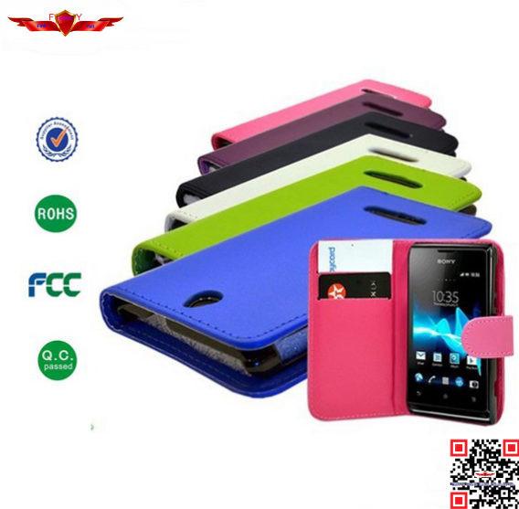 Hot Selling 100% Qualify PU Wallet Leather Cover Cases For Sony Xperia T2 Multi