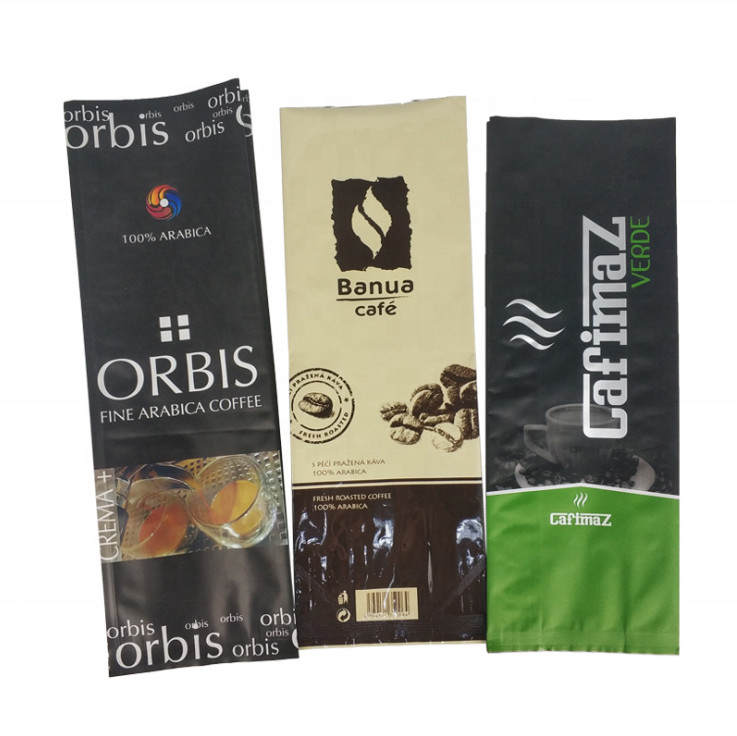 Custom Laminated Reusable Stand Up Bag Side Food Packaging Plastic Aluminium Foil Coffee Bag With Valve