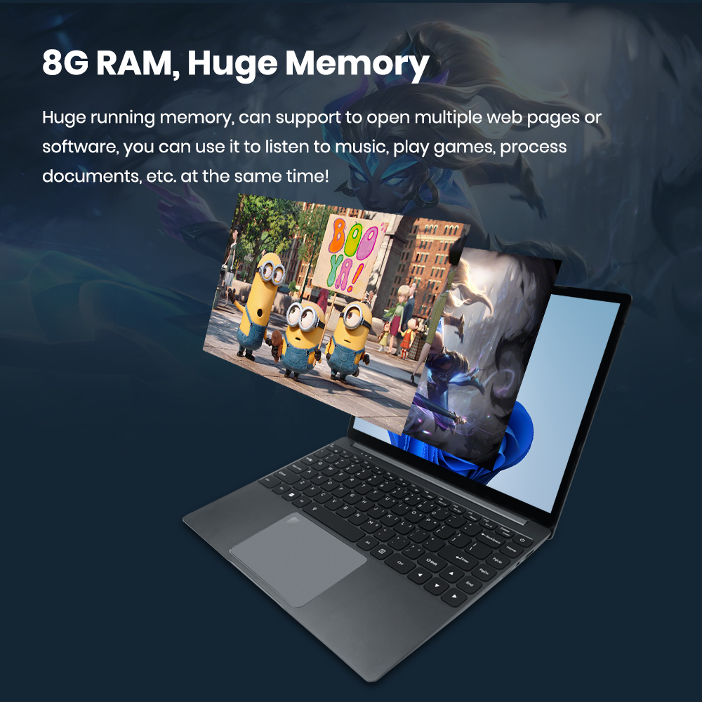14.1inch Purple Laptop J4125 CPU 8GB RAM 256GB Storage Windows 10 for Business Mini HDMI Port and Easy Connectivity