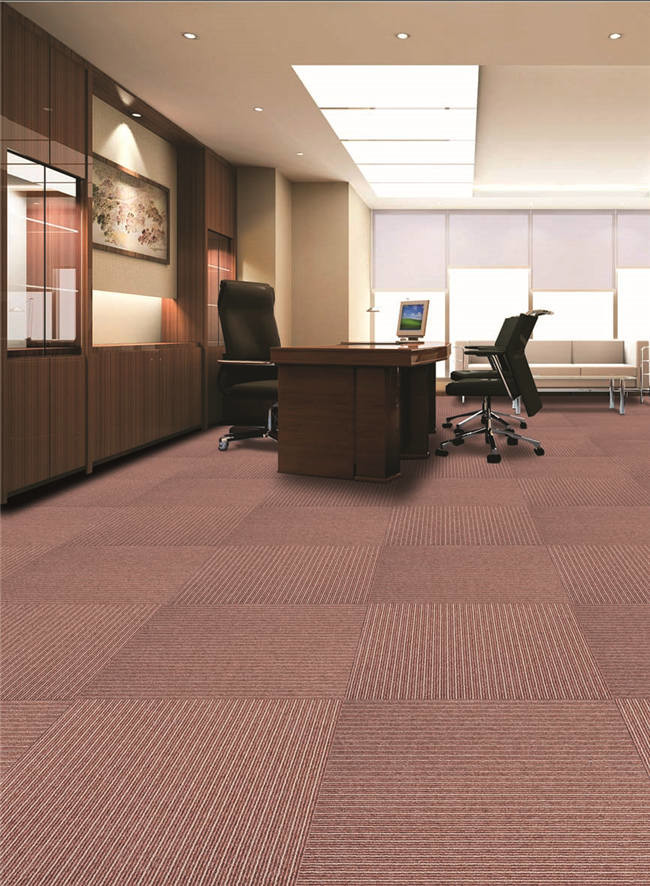 Stripe Style Office Carpet Tiles Tufted Loop Pile For Floor Protection