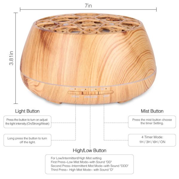 Home Appliances Stocks 400ml Colorful LED Light Electric Ultrasonic Wood Grain Essential Oil Scent Diffuser Air Humidifiers