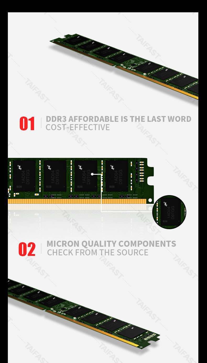2GB PC DDR3 Ram For Desktop PC3-12800 Memory Ram Taifast 1600MHZ 1.5V
