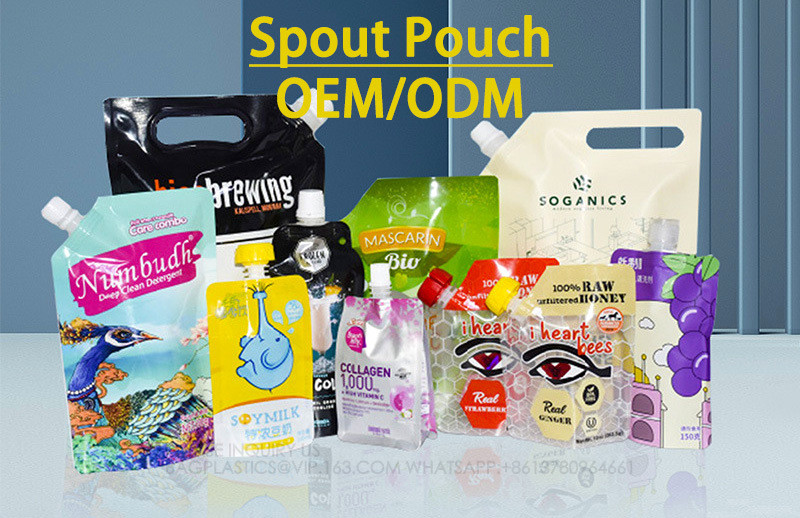 Biodegradable Transparent Liquid Drink Spout Pouch Stand Up Pouch With Spout For Liquid