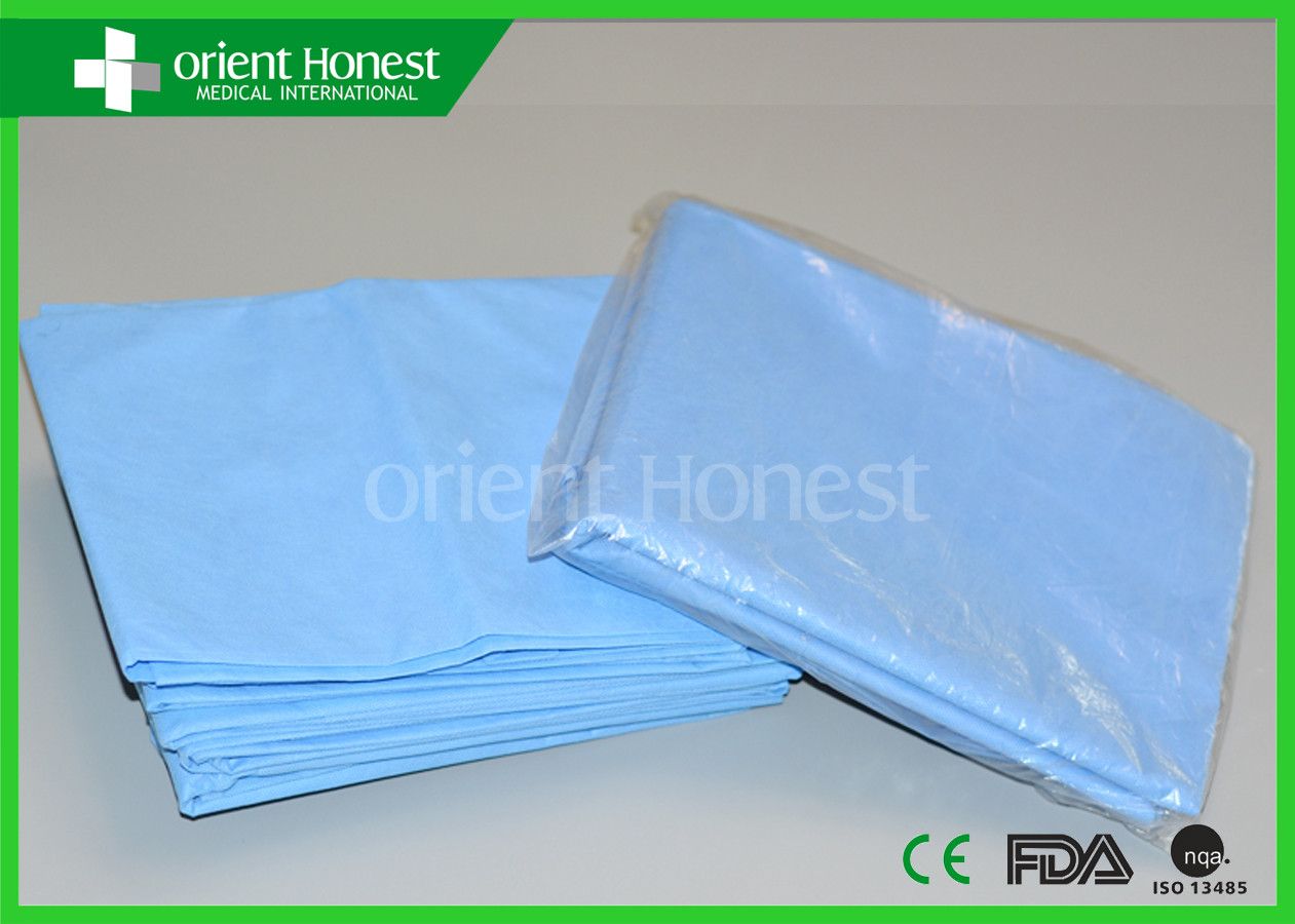 PP Flat Drap Sheets Polypropylene Bed Cover Disposable 40''X48'' Blue Color