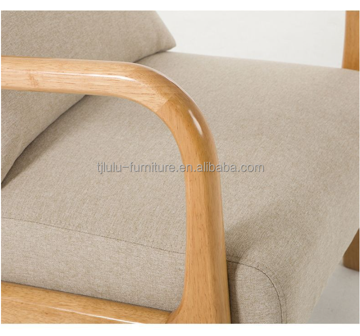 Modern Nordic Living Room Couch with Upholstered Armrest and Solid Wooden Construction