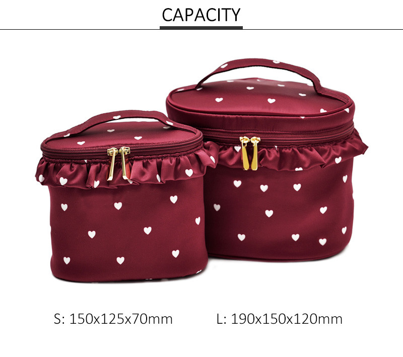 Plain Round Cylinder Bucket Portable Custom Cosmetic Bag