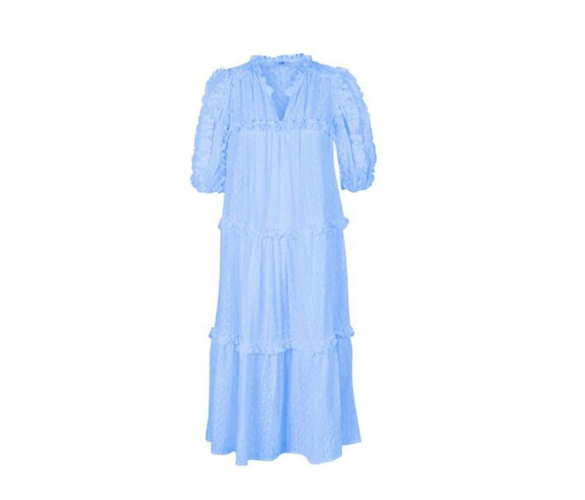 Maxi Dress Summer Short Sleeves Cotton Jacquard