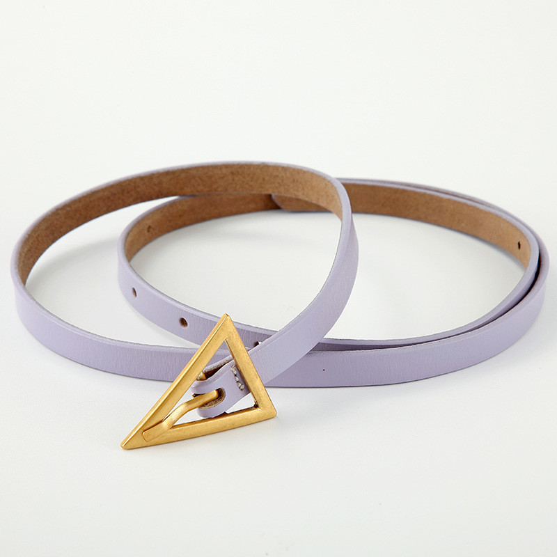 Zinc Alloy Buckle Leather Belt Slim Triangle 130cm Ladies Multicolor