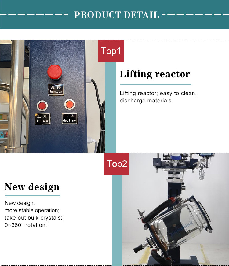 High Speed Laboratory Glass Reactor Big Jacketed Heating Cooling Double Layer Stirred Tank
