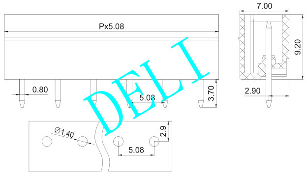 Feed Through Header PCB Connector Direct Plug In Block DL2EDG15V-XX-5.08 Durable