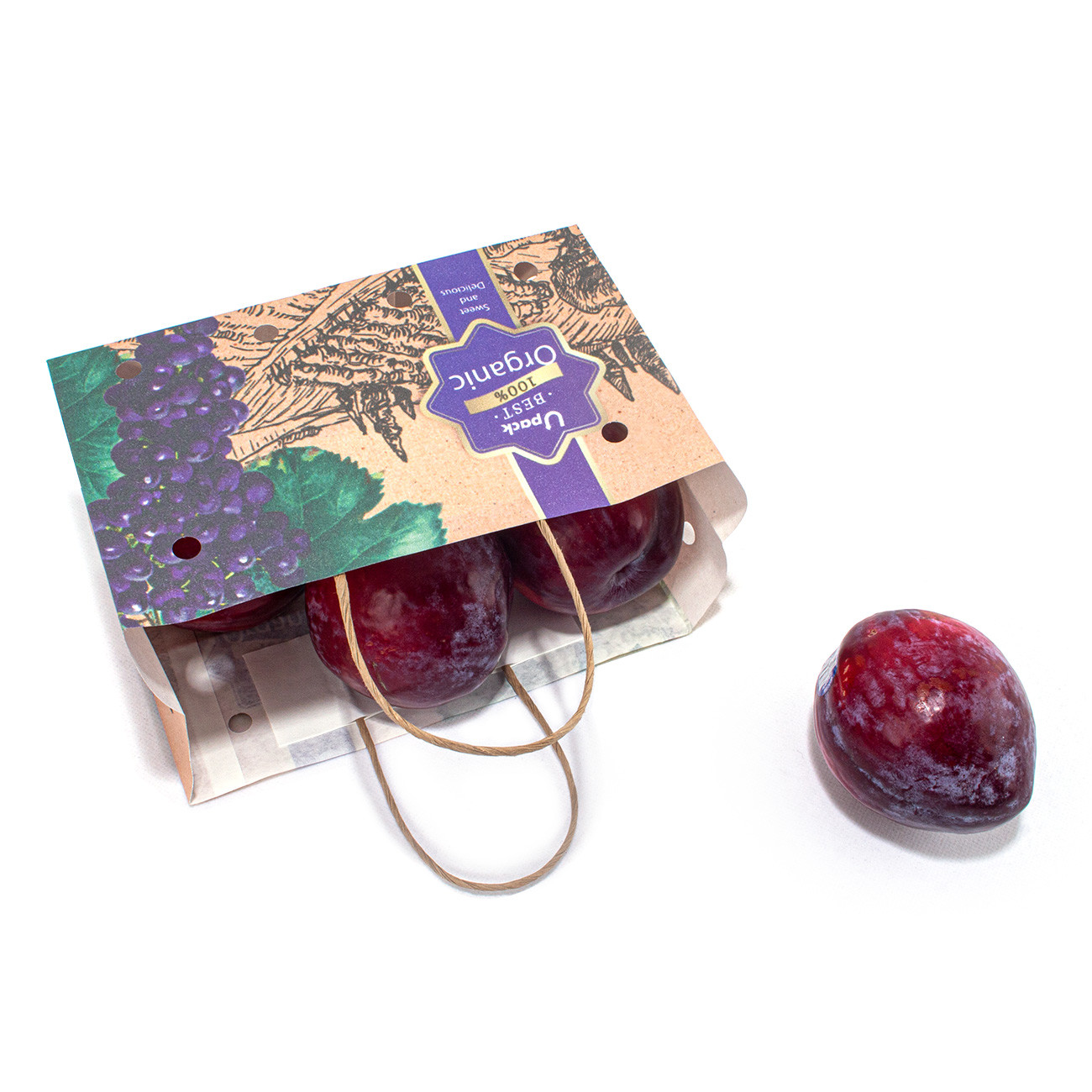 Waterproof Compostable Vegetable Fruit Packaging Paper Bags CMYK / Pantone Color