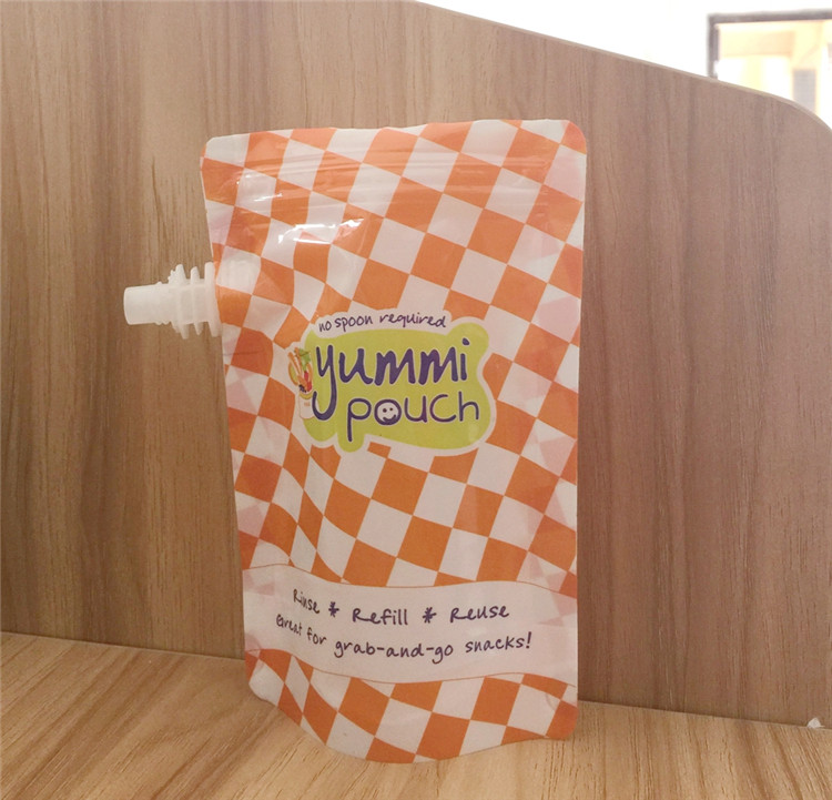 Stand Up Baby Food Pouch Reusable Waterproof Spout Pouch Packaging