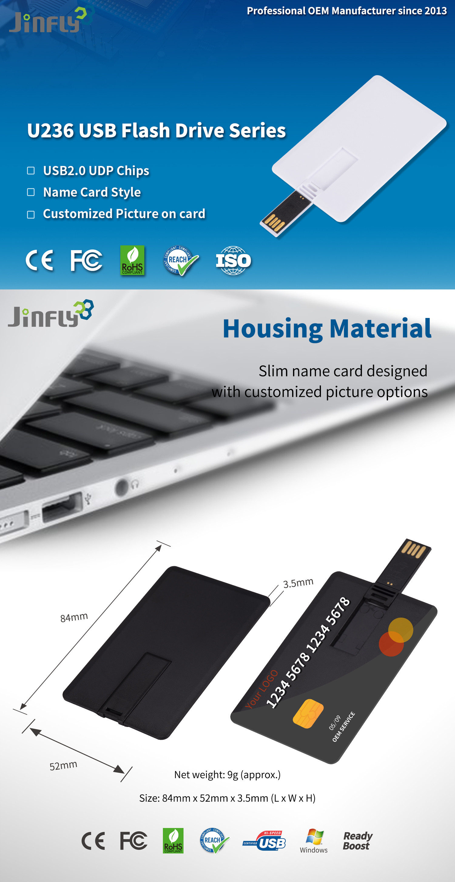 Personalized USB Flash Drive , 16gb 32gb USB Stick Credit Card
