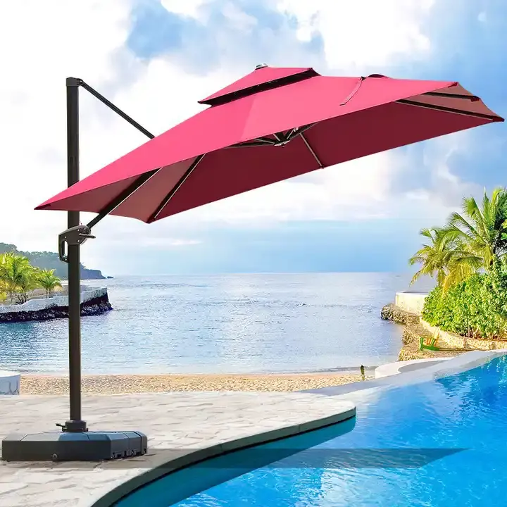 Green Aluminum Umbrellas Commercial Use Sunshade Aluminum Umbrella For Pool