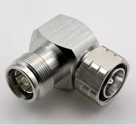 4.3-10 adapter 4.3-10 male(plug) right angle to 4.3-10 female(jack) Jiangsu manufacturer high quality all brass 50ohm