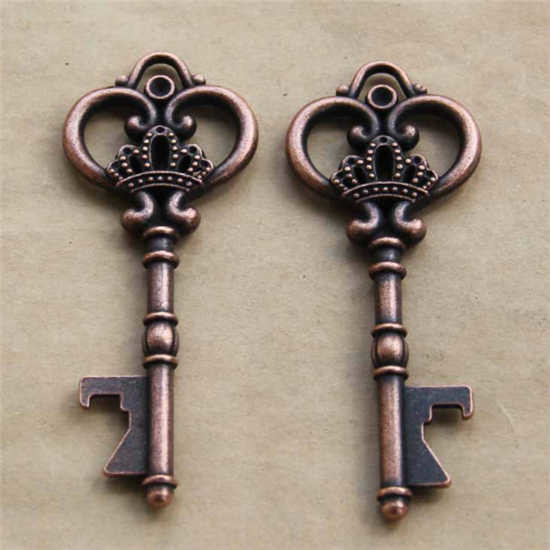 Die Casting Innovative Wedding Favor Antique Pattern Key Shape Beer Bottle Opener Keychain, Cheap Promotion Gift