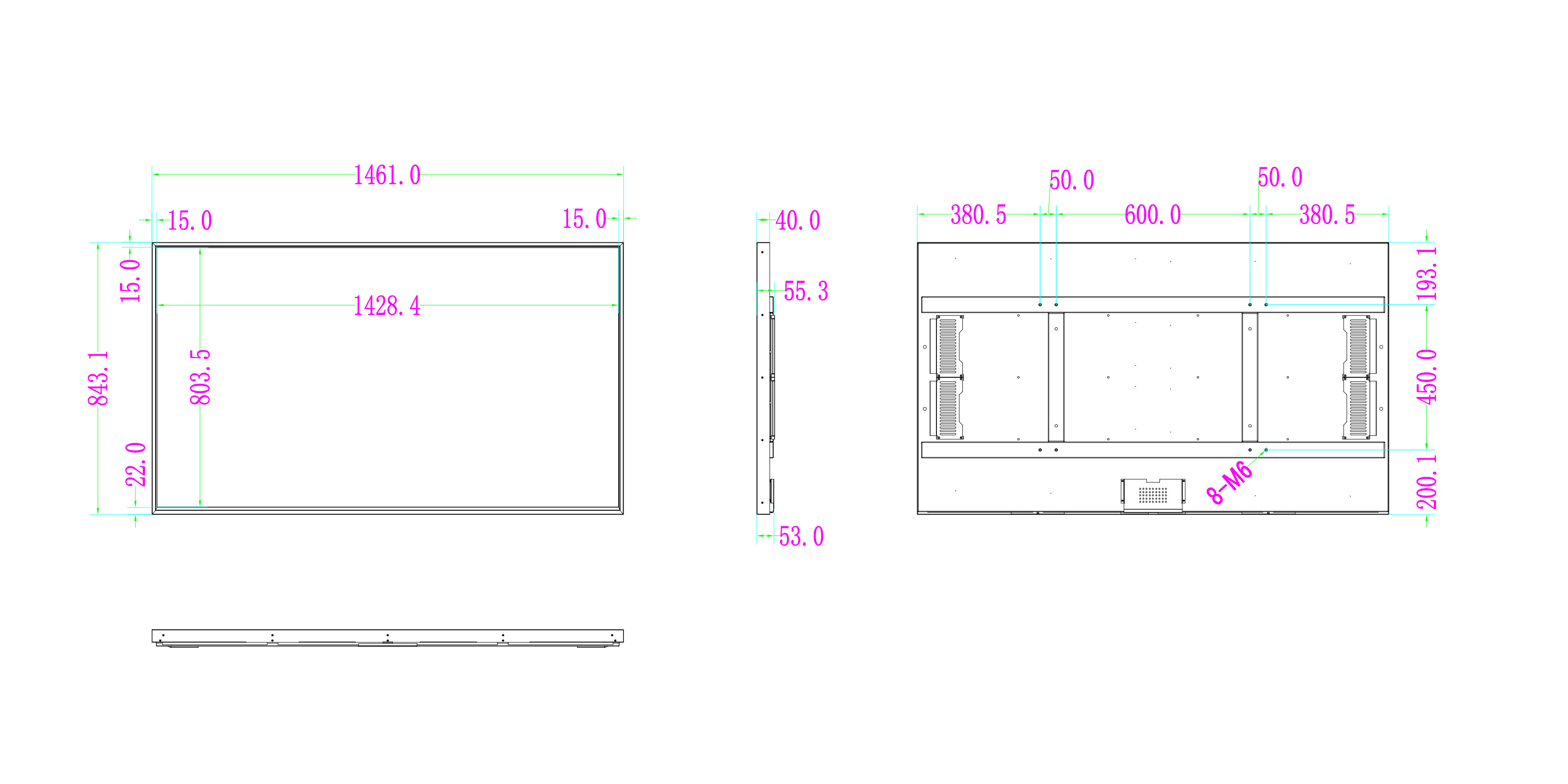 65inch High TNI LCD Panels 2500cd/M2 Outdoor Display