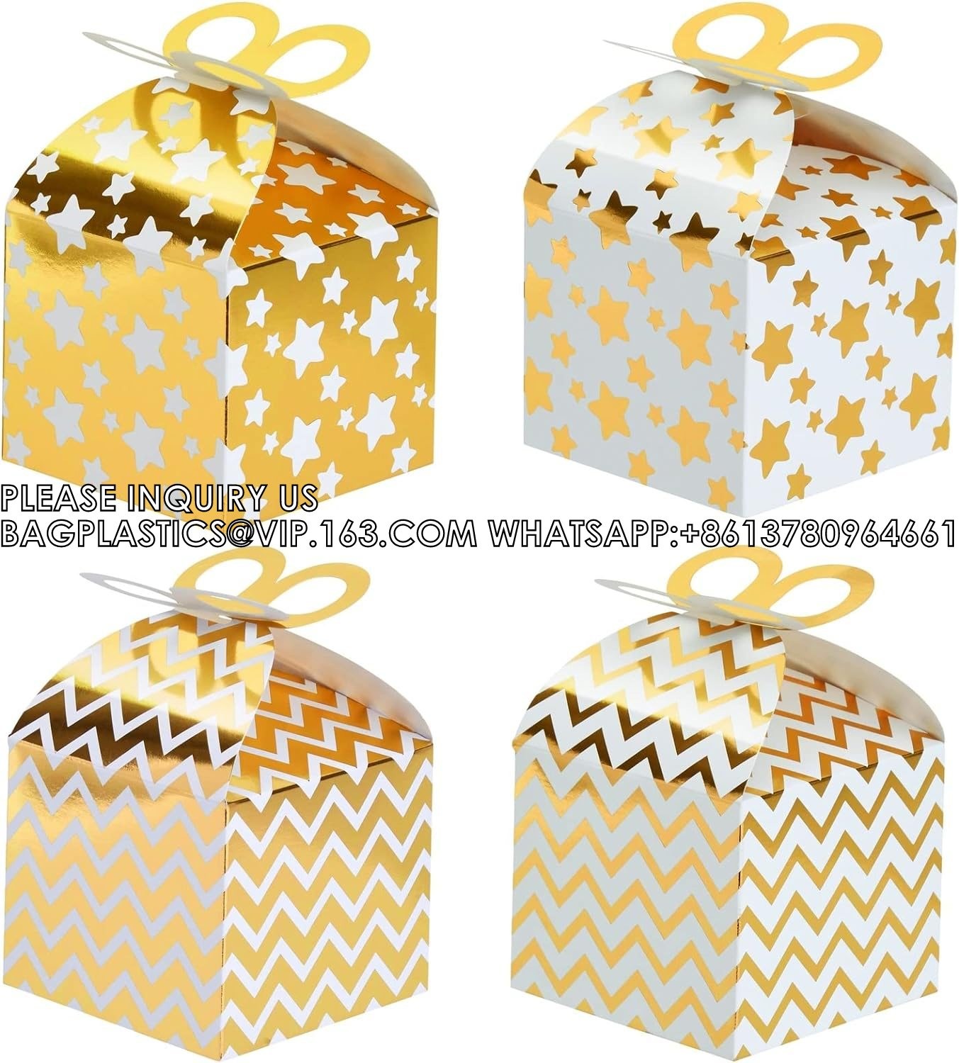 Boxes For Party Favors, Birthday, Wedding, Anniversaries, Valentines, Engagement, Gold Foil Ornament Gift Boxes