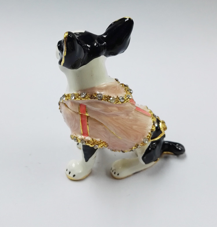 dog shape gold plated trinket box metal jewelry boxes for decoration