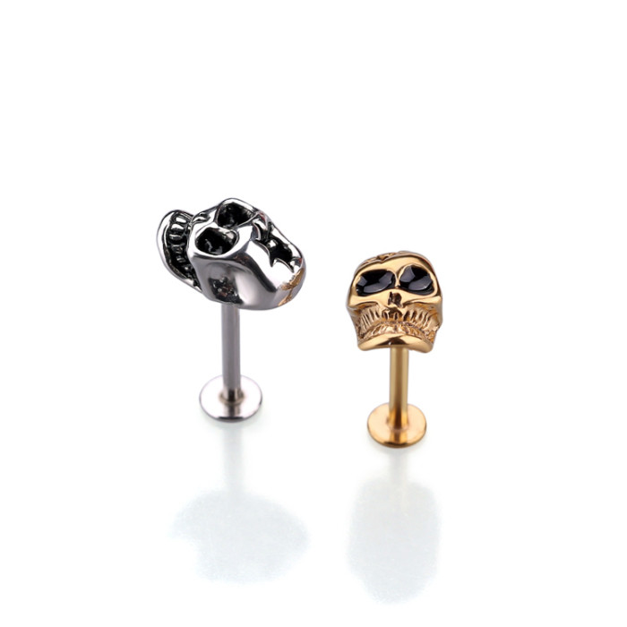 Surgical Steel Skull Cartilage Earring tragus helix piercing labret piercing cool skull lip piercing rings