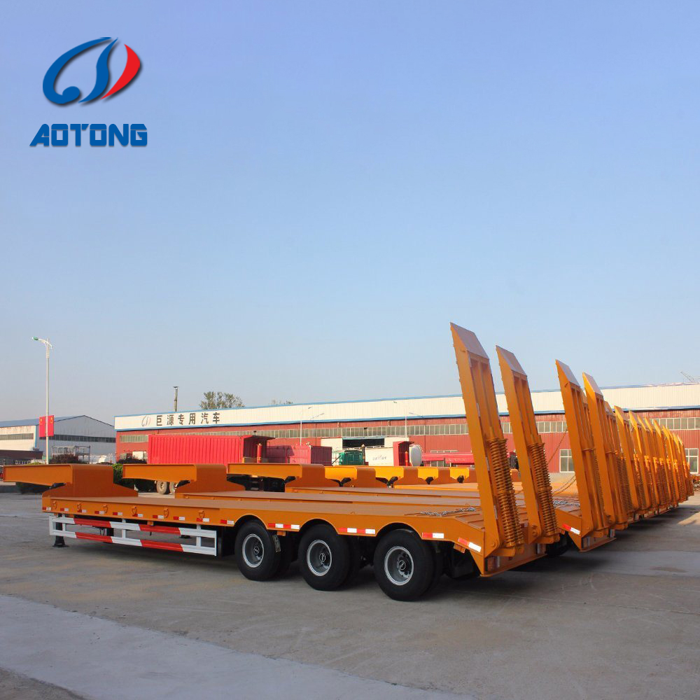 Max Payload 45 100 Tons 3 Axles Low Bed Semi Trailer for Excavator in South Africa
